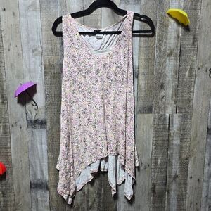 Baby Phat Vintage Y2K Floral Sequin Handkerchief Tunic Tank Top